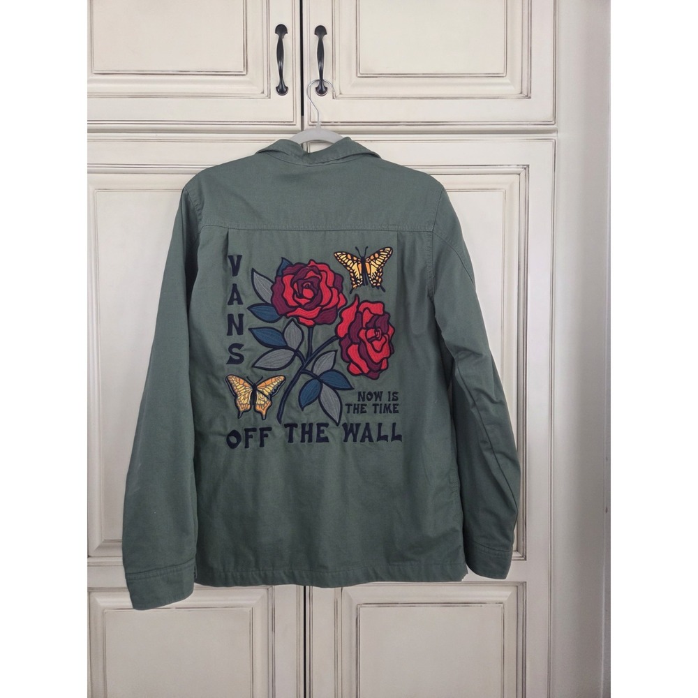 Vans Logan Station Jacket Mens Small Embroidered‎ Roses Butterfly Unisex